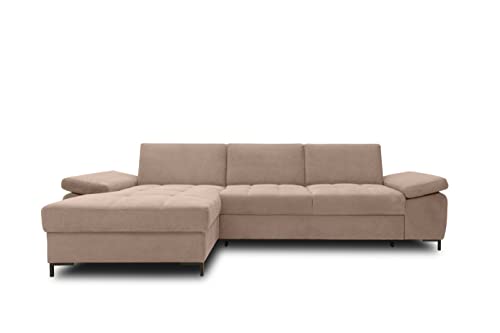 DOMO. Collection Curacao Ecksofa, Eckcouch mit Federkern, Sofa mit Armlehnfunktion in L-Form, Schlaffunktion, Coffee, 160 x 297 cm von DOMO. collection