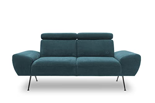 DOMO. Collection Curvelo 2 Sitzer, 2er Sofa mit Rückenfunktion, Couch in schwebender Optik, Polstermöbel, Petrol, 176 cm von DOMO. collection