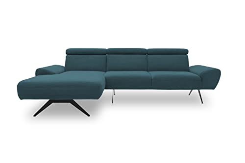 DOMO. Collection Curvelo Ecksofa, Eckcouch in L-Form, inkl. Rückenfunktion, L-Sofa in schwebender Optik, Polstermöbel Couch, Petrol, 156 x 268 cm von DOMO. collection