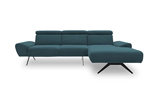 DOMO. Collection Curvelo Ecksofa, Eckcouch in L-Form, inkl. Rückenfunktion, L-Sofa in schwebender Optik, Polstermöbel Couch, Petrol, 268 x 156 cm von DOMO. collection