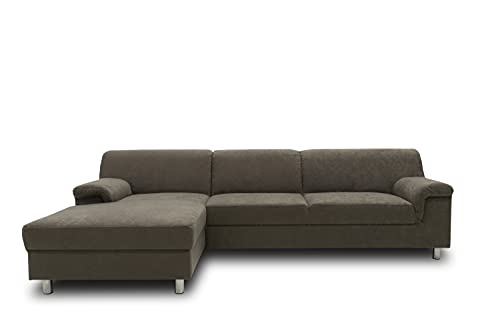 Domo. Collection Jamie Ecksofa, Sofa mit Schlaffunktion, Couch in L-Form, modernes Schlafsofa, grau, 251x150x72 cm von DOMO. collection