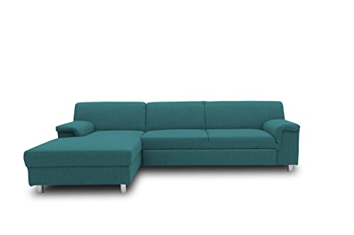 DOMO. Collection Junin Ecksofa, Sofa in L-Form mit Schlaffunktion, Couch Polsterecke, Moderne Eckcouch, Petrol, 150 x 251 cm von DOMO. collection