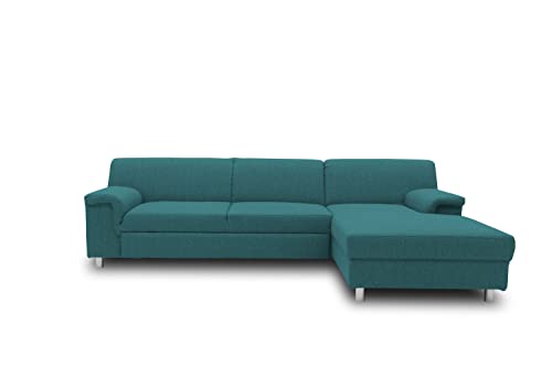 DOMO. Collection Junin Ecksofa, Sofa in L-Form mit Schlaffunktion, Couch Polsterecke, Moderne Eckcouch, Petrol, 251 x 150 cm von DOMO. collection