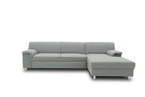 DOMO. collection Ecksofa Junin, Sofa in L-Form mit Schlaffunktion, moderne Couch, Polsterecke, Eckcouch, 251 x 150 cm, silber von DOMO. collection