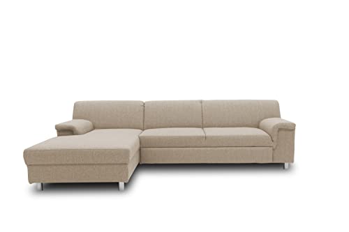 DOMO. collection Ecksofa Junin, Sofa in L-Form mit Schlaffunktion, moderne Couch, Polsterecke, Eckcouch, 251 x 150 cm, beige von DOMO. collection