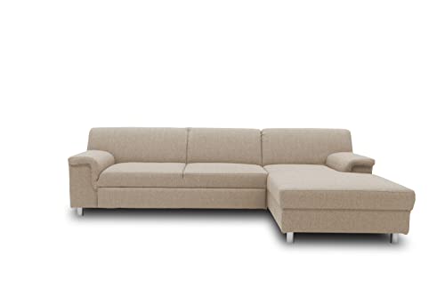 DOMO. collection Ecksofa Junin, Sofa in L-Form mit Schlaffunktion, moderne Couch, Polsterecke, Eckcouch, 251 x 150 cm, beige von DOMO. collection