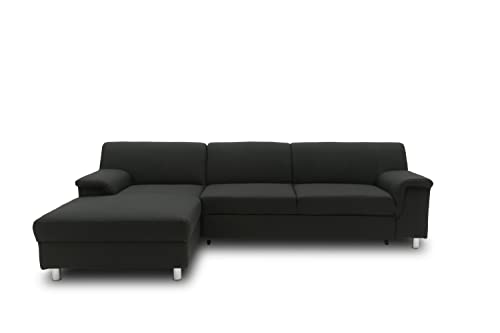 DOMO. Collection Junin Ecksofa, Sofa in L-Form mit Schlaffunktion, Couch Polsterecke, Moderne Eckcouch, schwarz, 150 x 251 cm von DOMO. collection