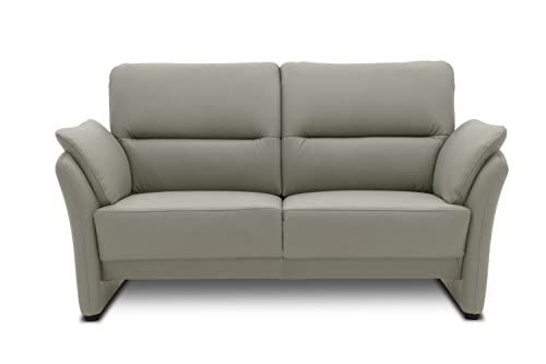 DOMO. Collection Lascano 2 Sitzer, formschöner 2er Couch mit Federkern in Lederoptik, Sitzraster 60, Sofa, Garnitur, lichtgrau, 152 cm von DOMO. collection