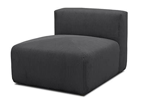 DOMO. collection Sessel Malia, Cord Modul-Sofa, Polsterhocker mit Rückenlehne, Modul-Couch, Einzel-Element, kombinierbar, Polstersessel 85 x 108 x 69 cm (BxTxH), anthrazit von DOMO. collection