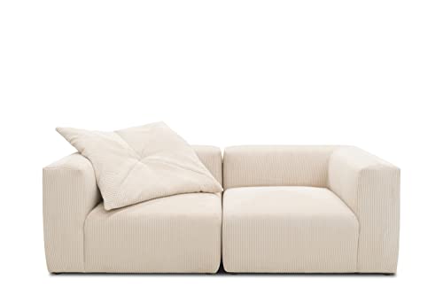 DOMO. collection Modulsofa Malia, 2 Sitzer, Bigsofa, 2er Couch, Cord Sofa, 216 cm breit in weichem Cord beige von DOMO. collection