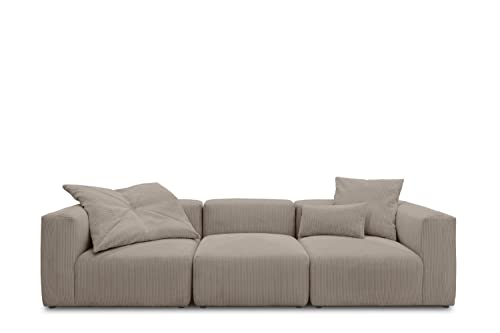 DOMO. collection Modulsofa Malia, 3 Sitzer, Bigsofa, modular und flexibel, 3 Couch, Cord Sofa, 301 cm breit, in weichem Cord braun von DOMO. collection
