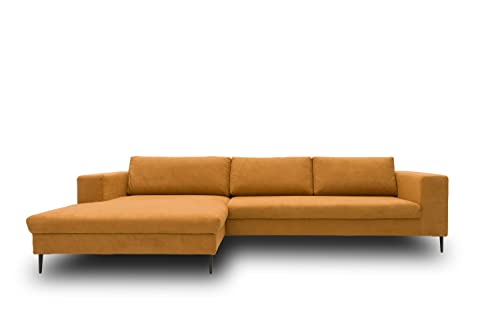 DOMO. collection Ecksofa Mendoza, Sofa in L-Form, moderne Eckcouch, bodenfreie Couch, Eckgarnitur, Polsterecke 244 x 173 x 83 cm (BxTxH), curry (braun) von DOMO. collection
