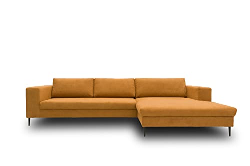 DOMO. collection Ecksofa Mendoza, Sofa in L-Form, moderne Eckcouch, bodenfreie Couch, Eckgarnitur, Polsterecke 244 x 173 x 83 cm (BxTxH), curry (braun) von DOMO. collection