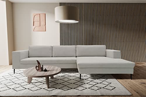 DOMO. Collection Mendoza Ecksofa, Bodenfreie Eckcouch, großes Sofa, Silber, 329 x 173 cm von DOMO. collection