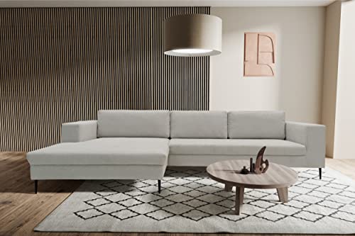 DOMO. collection Ecksofa Mendoza, Sofa in L-Form, moderne Eckcouch, bodenfreie Couch, Eckgarnitur, Polsterecke 244 x 173 x 83 cm (BxTxH), silber von DOMO. collection