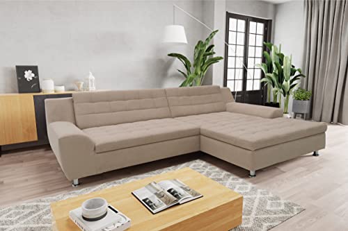 DOMO. Collection Merida Ecksofa, Sofa in L-Form, Eckcouch, Polstergarnitur in taupe von DOMO. collection