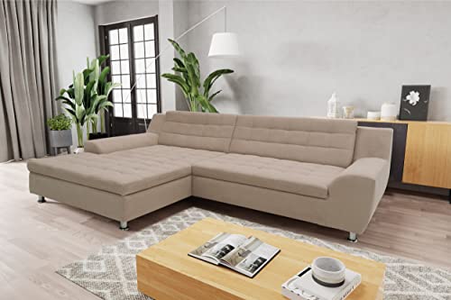 DOMO. Collection Merida Ecksofa, Sofa mit Schlaffunktion in L-Form, Eckcouch, Polstergarnitur in taupe von DOMO. collection