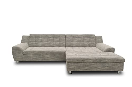 DOMO. Collection Morton Ecksofa | Sofa mit Schlaffunktion in L-Form (Longchair rechts), Eckcouch mit Bett, weiß-grau, 304 x 200 x 84 cm von DOMO. collection