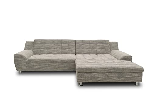 DOMO. collection Ecksofa Morton, Schlafsofa in L-Form, Eckcouch aus Webstoff, Couch mit Schlaffunktion, Garnitur, Polsermöbel, Polsterecke, 304 x 200 x 84 cm (BxTxH), weiß-grau von DOMO. collection
