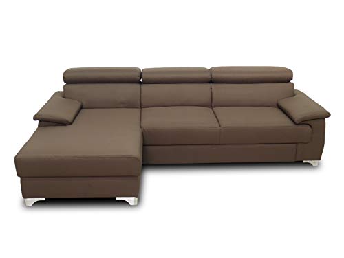 DOMO. Collection Niria Ecksofa | Eckcouch mit Schlaffunktion und Rückenfunktion | Sofa L Form Couch, Schlafsofa, braun, 271x167x78 cm von DOMO. collection