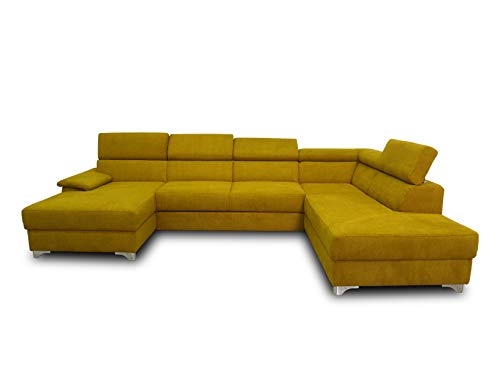 DOMO. Collection Niria Wohnlandschaft | Eckcouch mit Rückenfunktion | Sofa U Form Couch, großes Ecksofa, gelb/senf, 167x337x230 cm von DOMO. collection