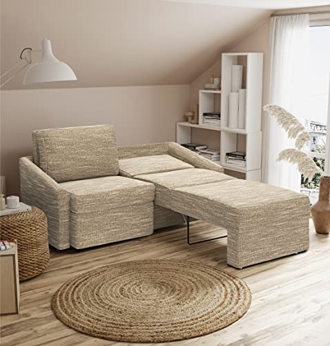 DOMO. Collection Relax Couch | Dauerschläfer Boxspring Sofa mit Schlaffunktion | 2-Sitzer Schlafsofa Gästebett | 168 x 96 x 86 cm | beige-braun von DOMO. collection