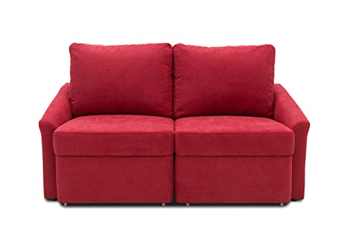 DOMO. Collection Relax Couch | Dauerschläfer Boxspring Sofa mit Schlaffunktion | 2-Sitzer Schlafsofa Gästebett | 168 x 96 x 86 cm | rot von DOMO. collection