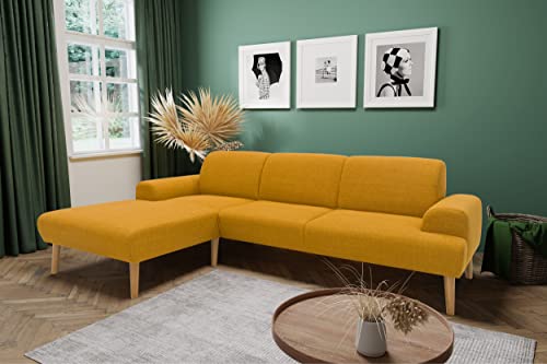 DOMO. collection Ecksofa Salinas, Sofa mit Federkern in L-Form, moderne Couch mit Holzfüßen und schwebender Optik, Eckcouch, Polsterecke, 292 x 176 x 83 cm (BxTxH), curcuma von DOMO. collection