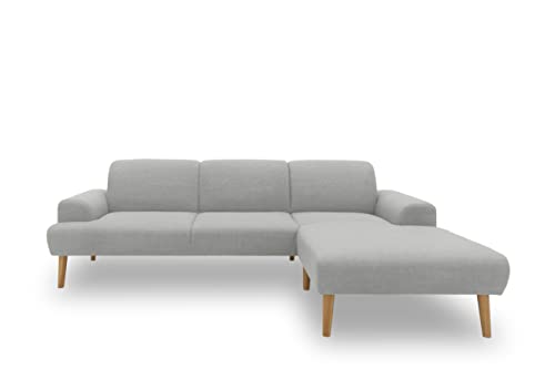 DOMO Collection Salinas Ecksofa mit Federkern, Federkernsofa, L-Form mit Holzfüßen und schwebender Optik, Sofa, Couch, Eckcouch, Silber, 292 x 176 cm von DOMO. collection