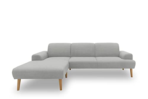 DOMO Collection Salinas Ecksofa mit Federkern, Federkernsofa, L-Form mit Holzfüßen und schwebender Optik, Sofa, Couch, Eckcouch, Silber, 292 x 176 cm von DOMO. collection