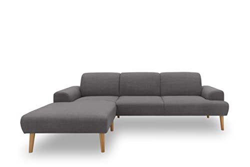 Domo. Collection Salinas Ecksofa mit Federkern, Federkernsofa, L-Form mit Holzfüßen und schwebender Optik, Sofa, Couch, Eckcouch, Anthrazit, 292 x 176 cm von DOMO. collection