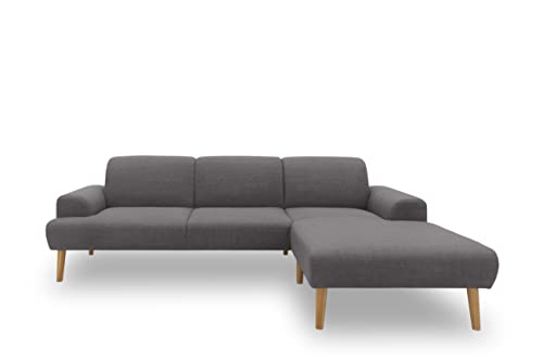 DOMO Collection Salinas Ecksofa mit Federkern, Federkernsofa, L-Form mit Holzfüßen und schwebender Optik, Sofa, Couch, Eckcouch, Anthrazit, 292 x 176 cm von DOMO. collection