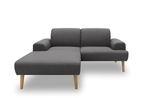 DOMO. collection Ecksofa Salinas, Sofa klein mit Federkern in L-Form, moderne Couch mit Holzfüßen und schwebender Optik, Eckcouch, Polsterecke, 217 x 176 x 83 cm (BxTxH), grau von DOMO. collection