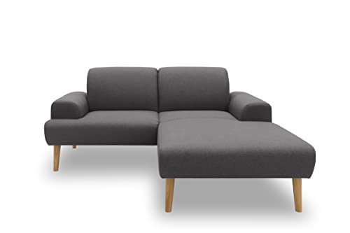 DOMO. collection Ecksofa Salinas, Sofa klein mit Federkern in L-Form, moderne Couch mit Holzfüßen und schwebender Optik, Eckcouch, Polsterecke, 217 x 176 x 83 cm (BxTxH), grau von DOMO. collection