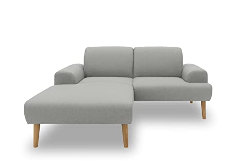 DOMO Collection Salinas Ecksofa mit Federkern, kleines Federkernsofa mit Holzfüßen und schwebender Optik, Sofa, Couch, Eckcouch, Silber, 217 x 176 cm von DOMO. collection