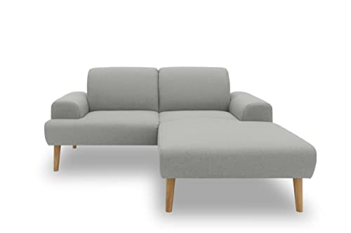 Domo. Collection Salinas Ecksofa mit Federkern, kleines Federkernsofa mit Holzfüßen und schwebender Optik, Sofa, Couch, Eckcouch, Silber, 217 x 176 cm von DOMO. collection