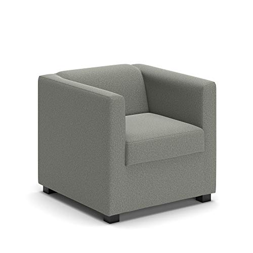DOMO. collection Sessel Solo FK, kleiner Retro-Sessel mit Armlehnen und Federkern, Polstersessel, Cocktailsessel, Loungesessel, 73 x 75 x 69 cm (BxTxH), Webstoff in silber-grau von DOMO. collection