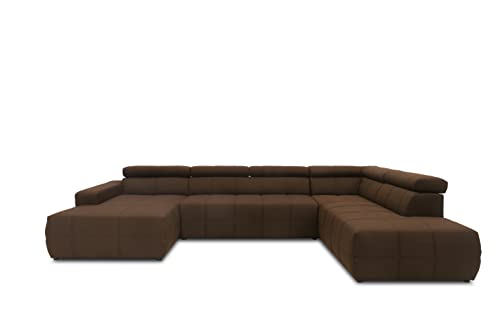 DOMO. Collection Brandon Sofa, Wohnlandschaft mit Rückenfunktion in U-Form, Polsterecke Eckgarnitur, dunkelbraun, 175 x 359 x 228 cm von DOMO. collection