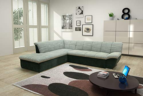 DOMO. Collection Splash Ecksofa / L-Form / Größe: 271 cm x 232 cm x 76 cm (BxTxH) / Grobgewebe in weiss-grau & elegante Mircofaser in schwarz / moderne Eckcouch mit breiten Armlehnen von DOMO. collection