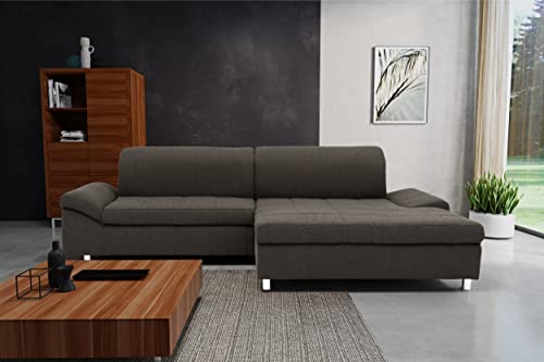 DOMO. collection Ecksofa Mika, Sofa mit Schlaffunktion und Bettkasten in L-Form, Schlafsofa mit Rücken- und Armlehnfunktion, Polsterecke 260 x 178 x 80 cm (BxTxH), anthrazit von DOMO. collection