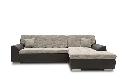 DOMO. Collection Treviso Ecksofa, Sofa mit Schlaffunktion in L-Form, Polsterecke, grau/schwarz, 267x178x83 cm von DOMO. collection