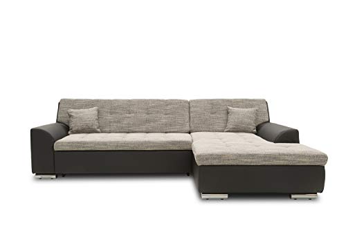 DOMO. collection Ecksofa Treviso, Schlafsofa in L-Form aus Kunstleder und Webstoff, Sofa, Couch mit Schlaffunktion, Eckcouch, Polsterecke, 267 x 178 x 83 cm (BxTxH), grau/schwarz von DOMO. collection