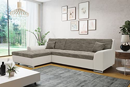 DOMO. Collection Treviso Ecksofa, Sofa mit Schlaffunktion in L-Form, Polsterecke, grau/weiß, 267x178x83 cm von DOMO. collection