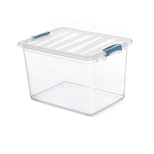 DOMO PACK LIVING KATLA Transparente Box 20 l mit ergonomischen Griffen, 39 x 29 x 25,5 cm von Domopak Living