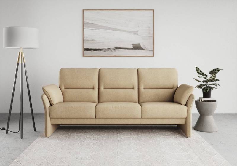 DOMO collection 3-Sitzer Pina, schmale Armlehnen, mit Federkern, kompakt & elegant, Hoher Sitzkomfort, Feinstruktur, beige, Breite 219 cm von DOMO collection