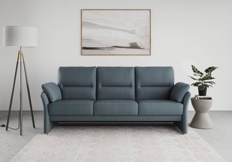 DOMO collection 3-Sitzer Pina, schmale Armlehnen, mit Federkern, kompakt & elegant, Hoher Sitzkomfort, Luxus-Microfaser Lederoptik, petrol, Breite 219 cm von DOMO collection