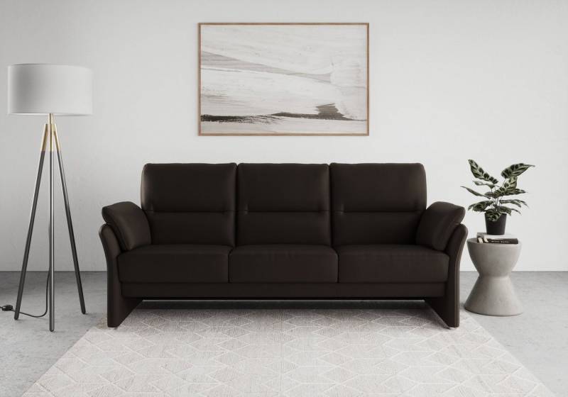 DOMO collection 3-Sitzer Pina, schmale Armlehnen, mit Federkern, kompakt & elegant, Hoher Sitzkomfort, Luxus-Microfaser Lederoptik, braun, Breite 219 cm von DOMO collection