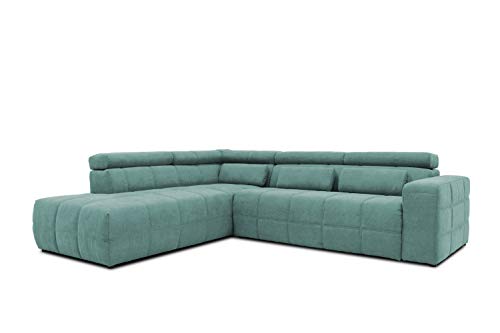 DOMO. Collection Brandon Ecksofa, Sofa mit Rückenfunktion in L-Form, Polsterecke, Eckgarnitur, Mint, Ottomane links von DOMO. collection