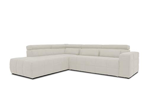 DOMO. Collection Brandon Ecksofa, Sofa mit Rückenfunktion in L-Form, Polsterecke, Eckgarnitur, beige, Ottomane links von DOMO. collection