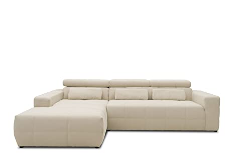 DOMO. Collection Brandon Ecksofa, Sofa mit Rückenfunktion in L-Form, Polsterecke, Eckgarnitur, beige, 285 x 175 cm von DOMO. collection